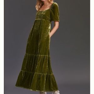 Anthropologie Velvet Empire Waist Midi Dress NWT